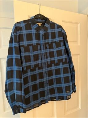 Burberry Blue and Black Plaid Button Shirt